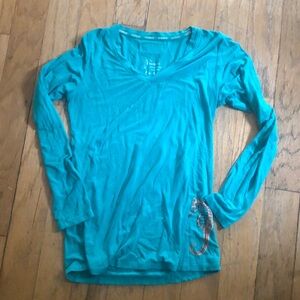 Fitted Blue Long Sleeve Blouse